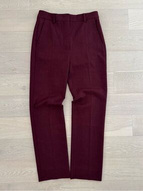 Sportmax Burgundy Wool Straight Leg Tailored Trousers - Size 4
